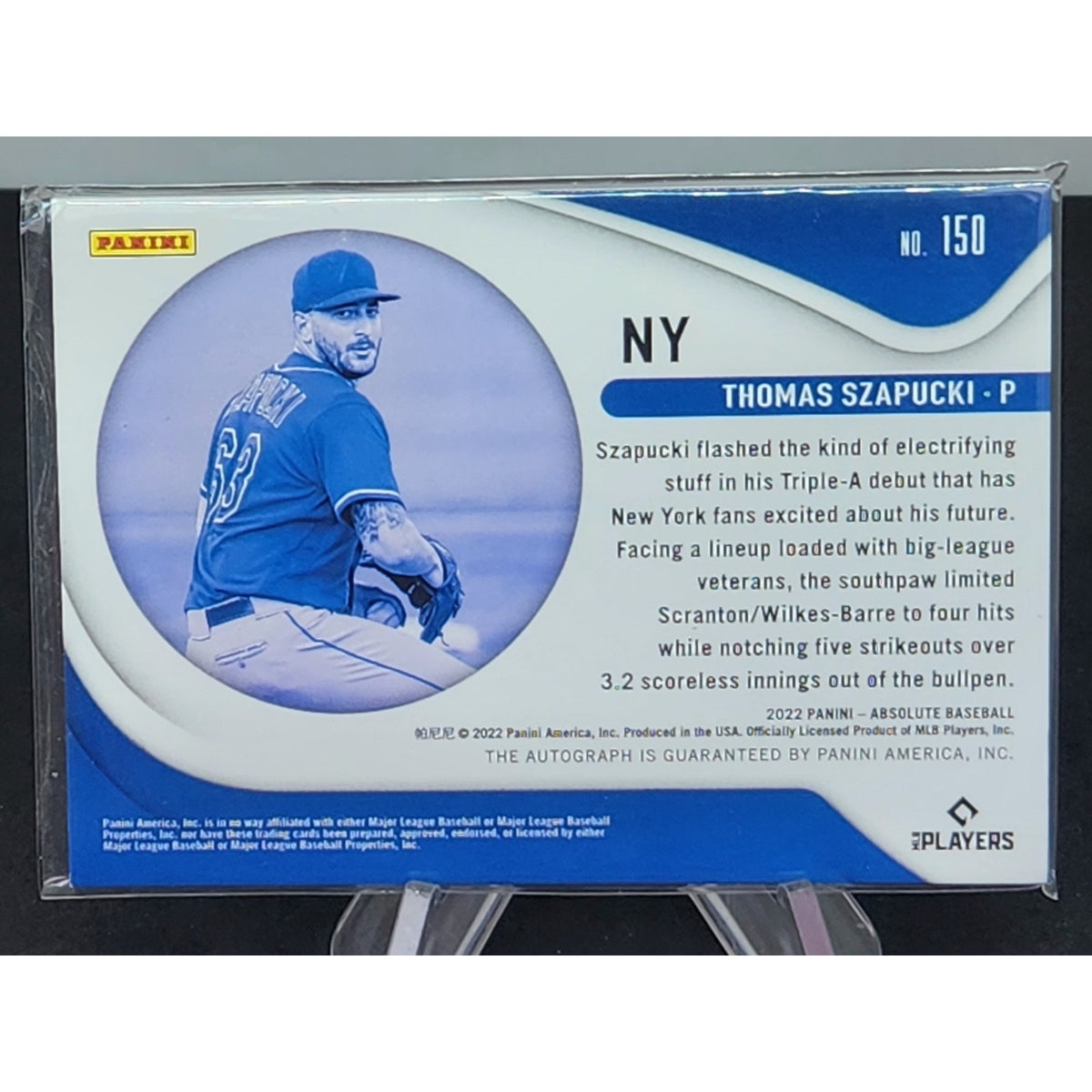 2022 Absolute #150 Thomas Szapucki MEM RC Auto Jersey /99