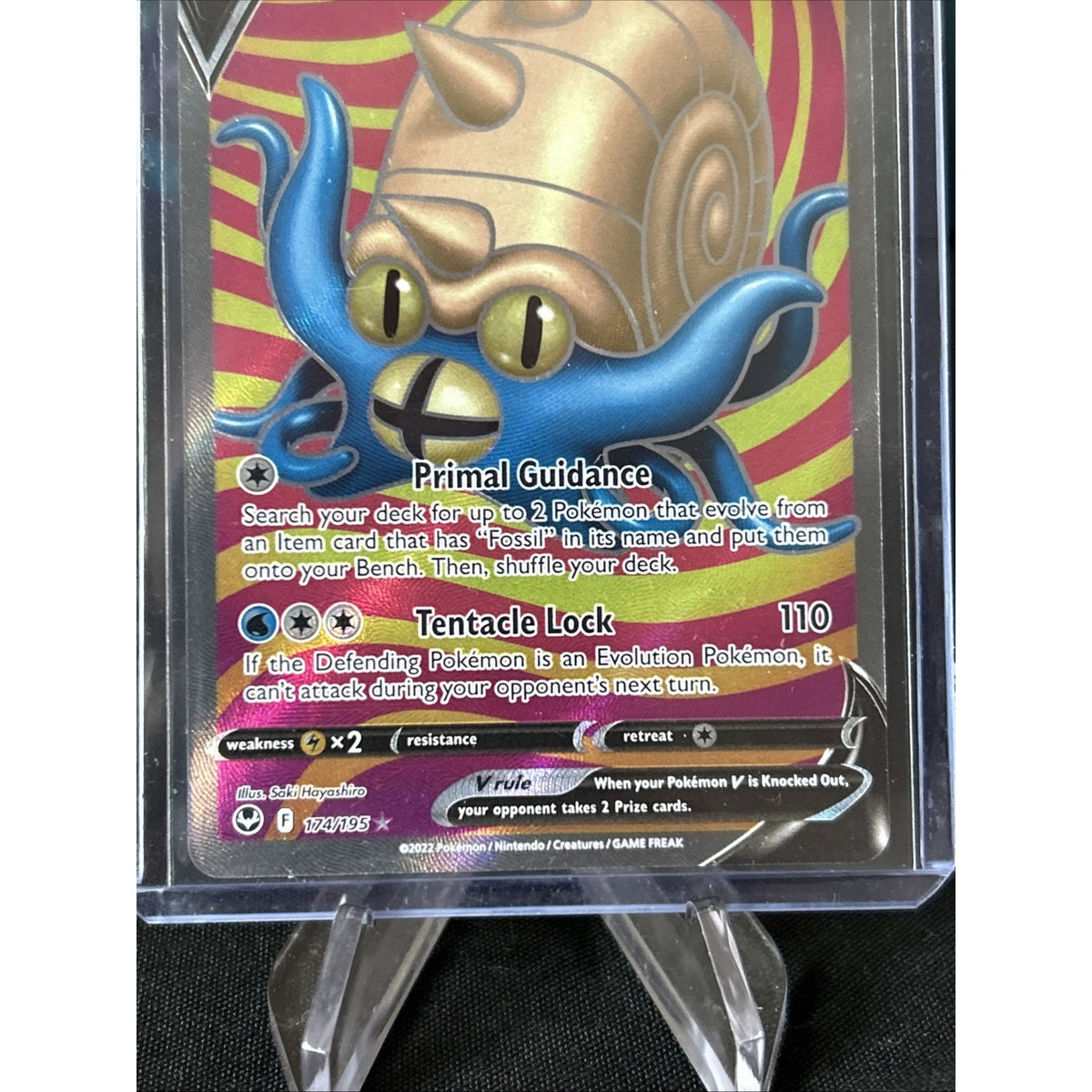 Pokemon Omastar V (Full Art) 174/195 Sword & Shield - Silver Tempest Holo / New