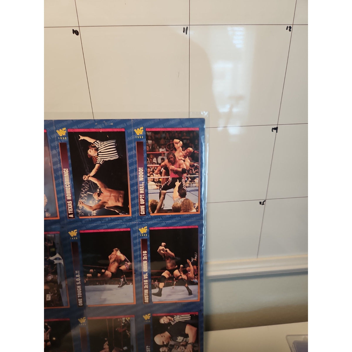 WWF Magazine Cards Uncut Austin Sheet 1998 #184-192 Austin Bret Owen King Tyson