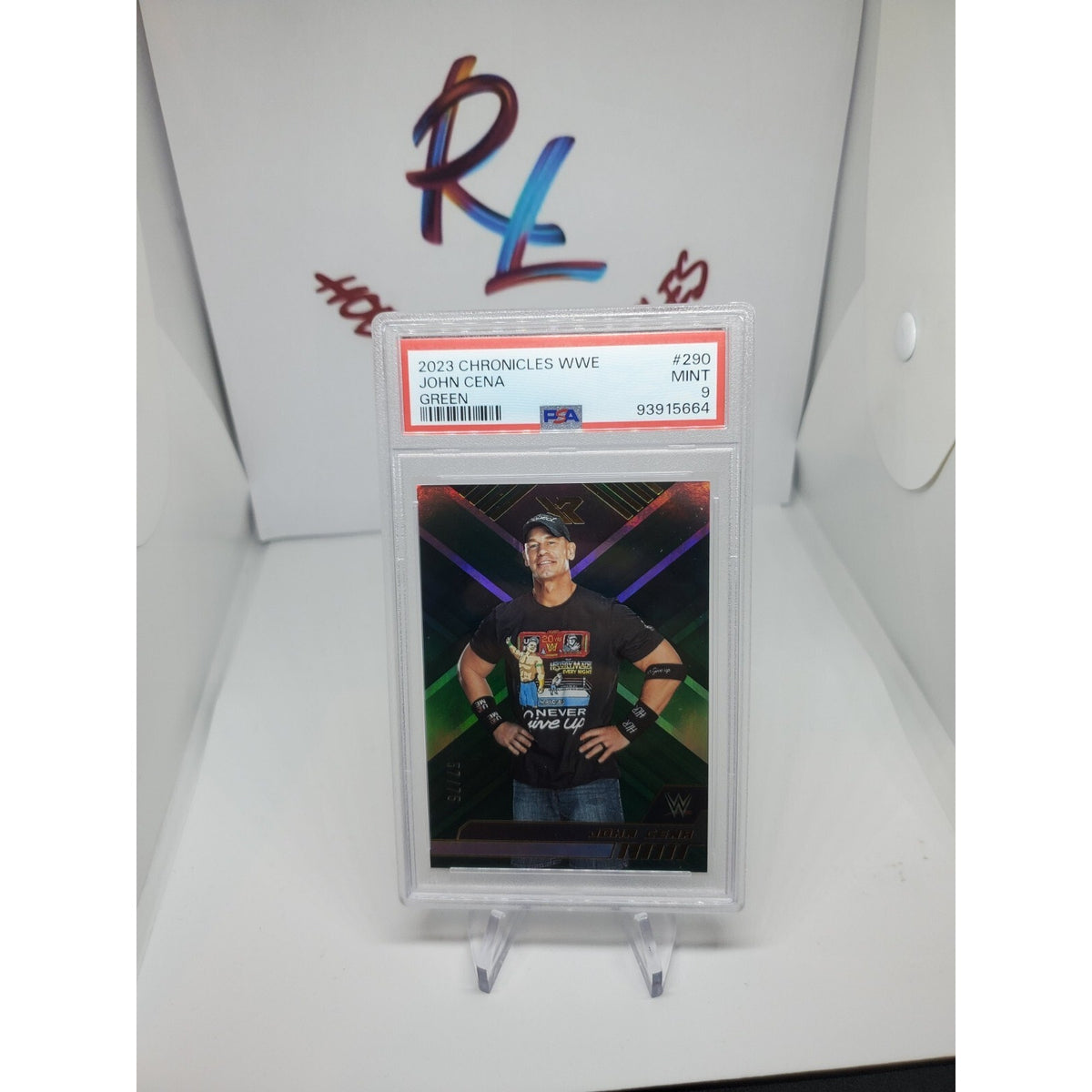 2023 PANINI CHRONICLES WWE JOHN CENA XR Green # /75 PSA 9 POP 1 YOU CANT SEE IT