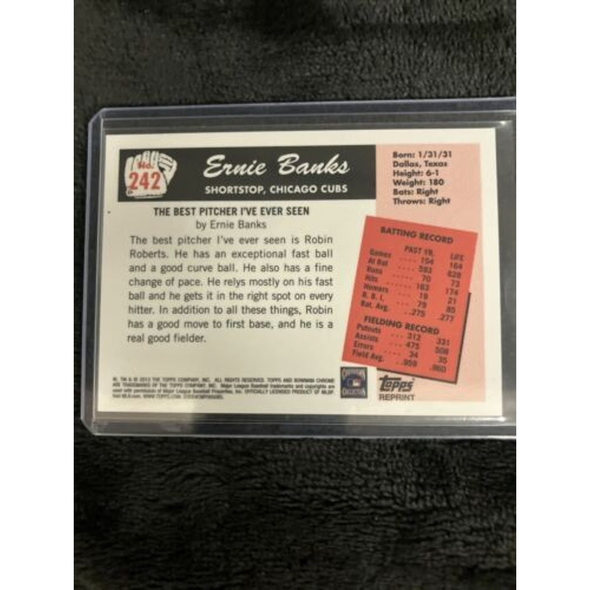 Ernie Banks 2013 Bowman Chrome Draft #242 Blue Sapphire Rookie Reprint Pack New