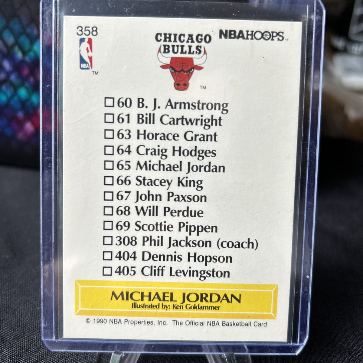1990-91 NBA Hoops - Art Card Team Checklist #358 Michael Jordan