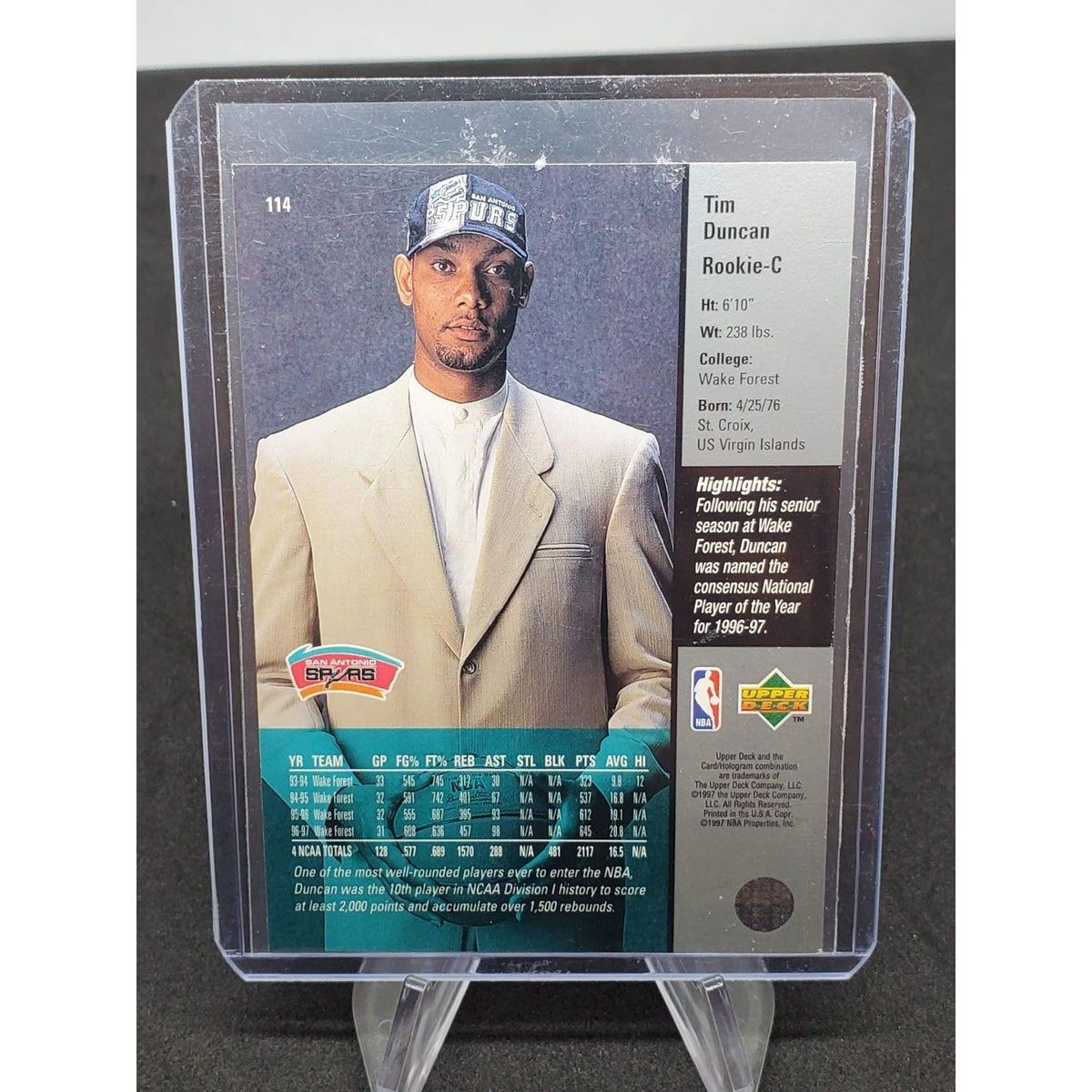 1997-98 Upper Deck - Tim Duncan #114 (RC)