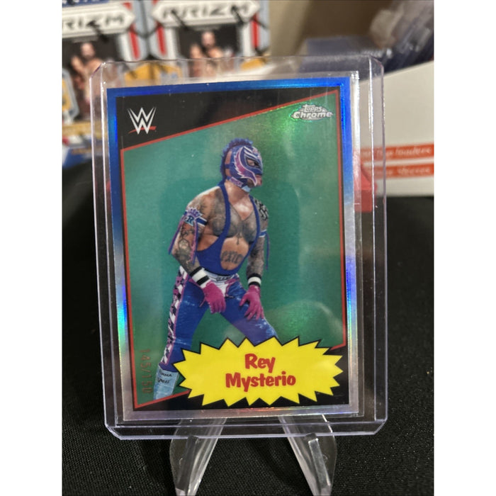 2025 Topps Chrome WWE Rey Mysterio 1985 Blue Refractor 145/150 - Pack Fresh New