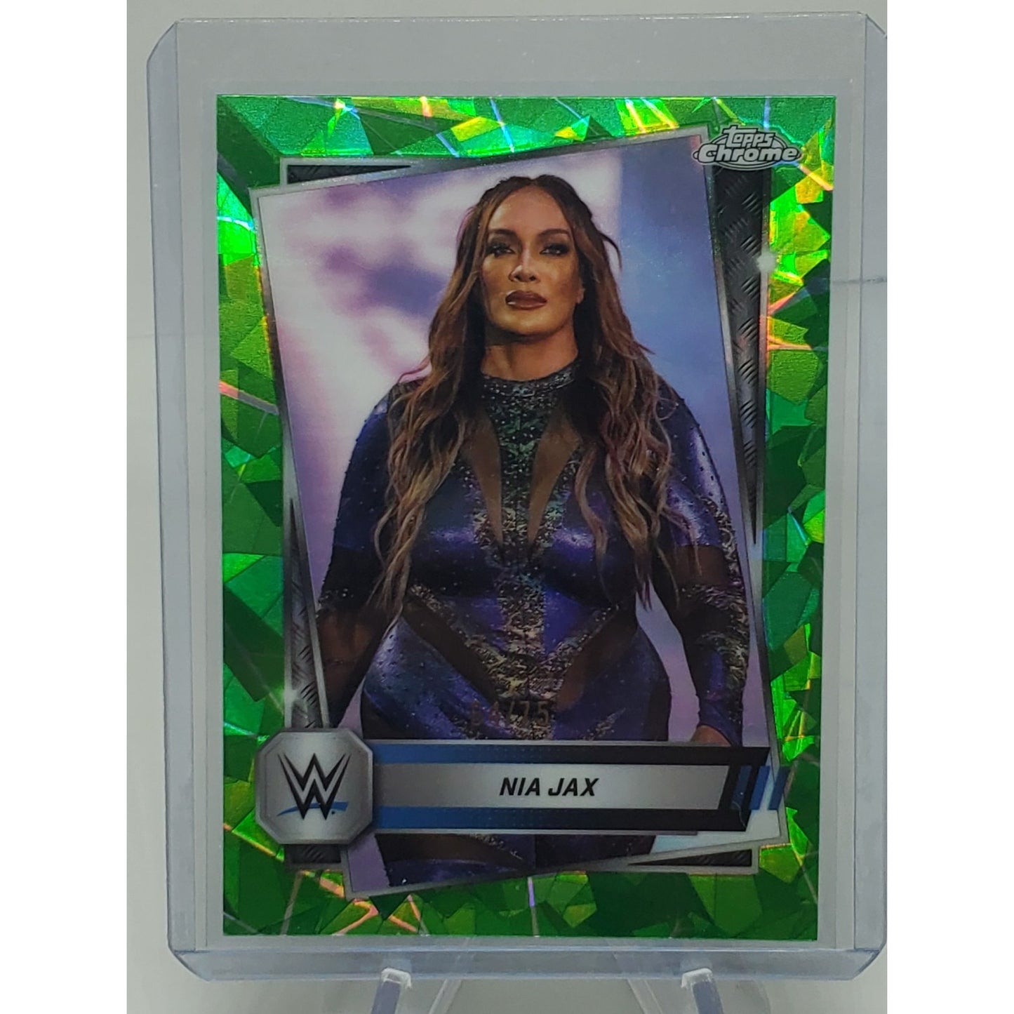 2025 Nia Jax Topps Chrome WWE Neon Green Geometric #/75