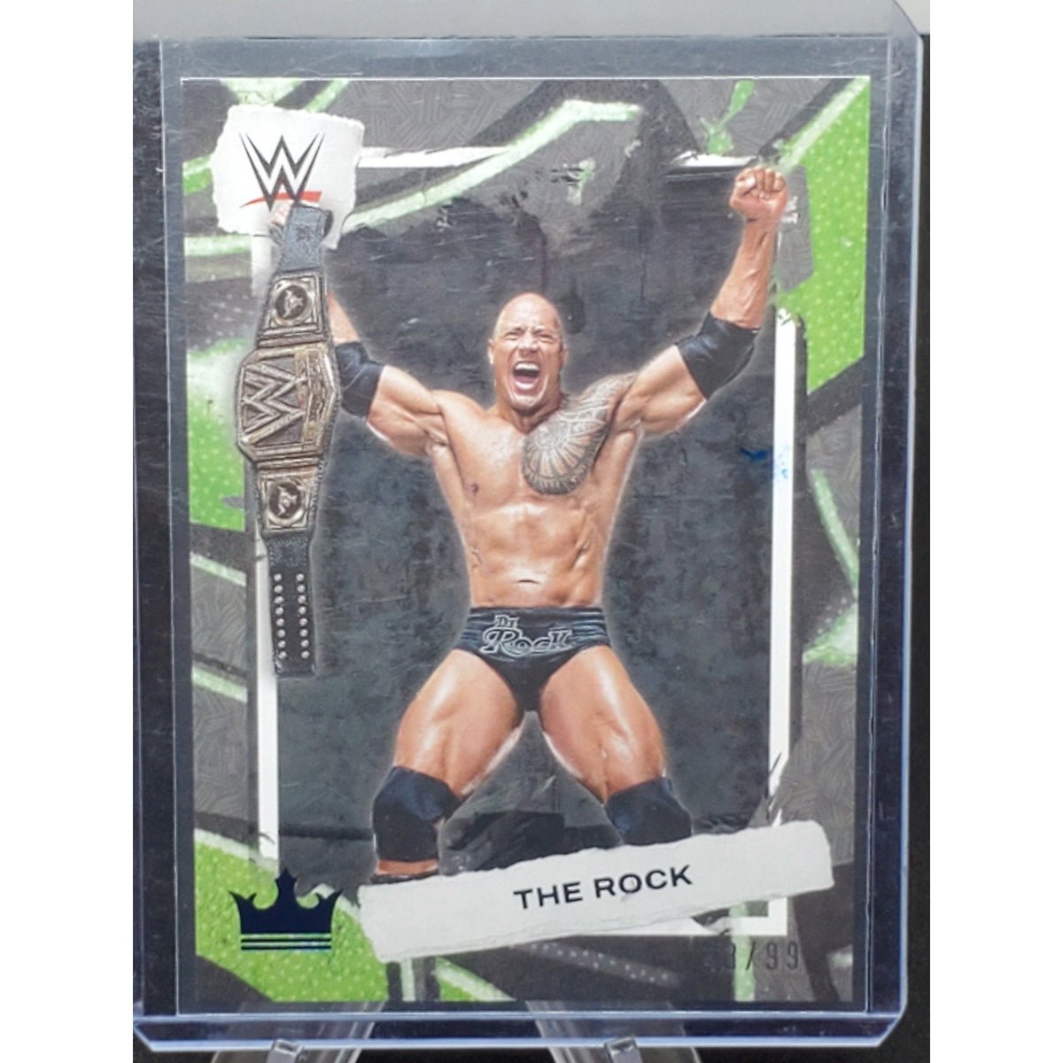 THE ROCK 2023 PANINI RING ROYALTY BLUE #117 SP WWE #43/99 MINT