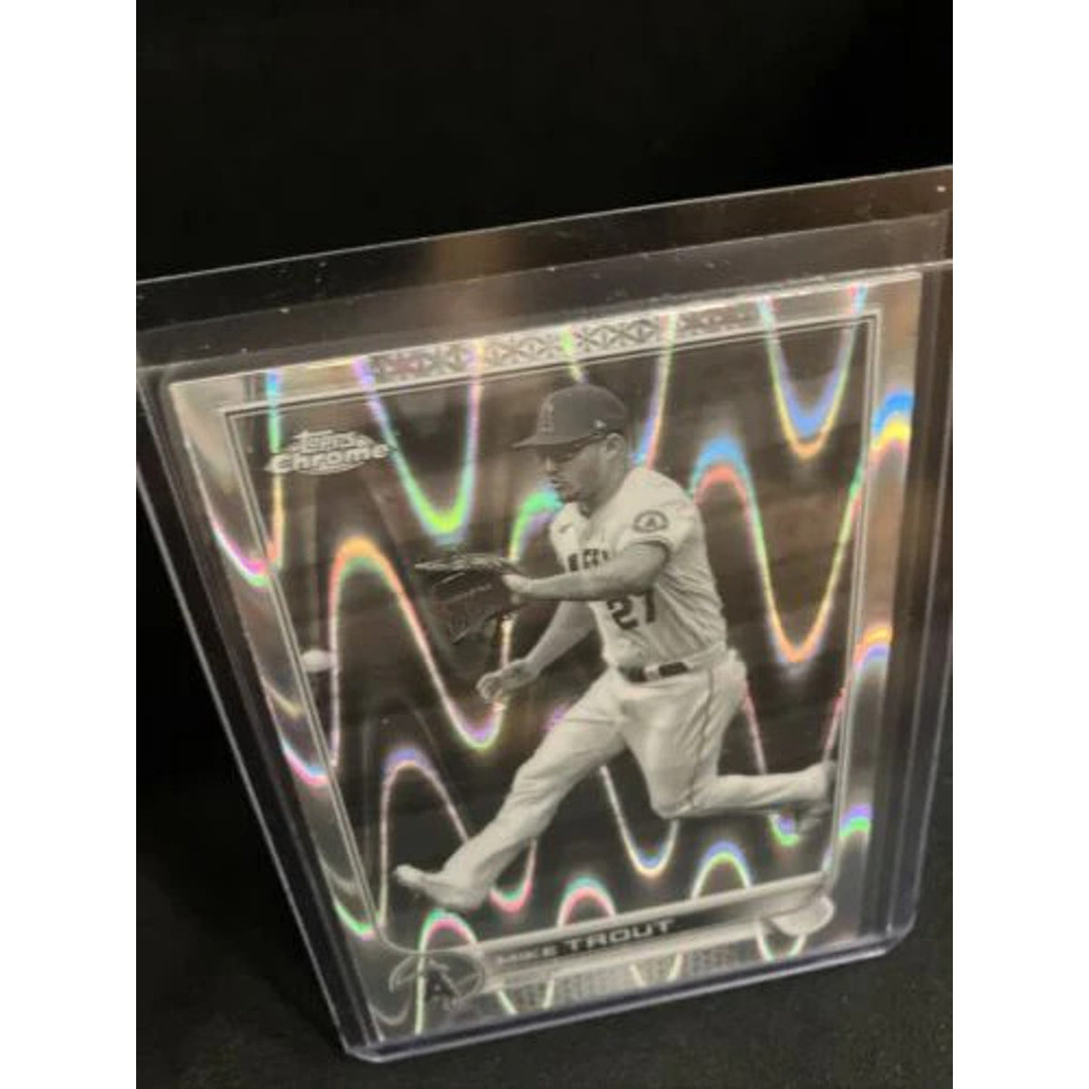 Mike Trout 2022 Topps Chrome Sonic Black White Ray Wave SP Refractor Angels #200