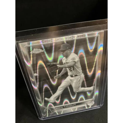 Mike Trout 2022 Topps Chrome Sonic Black White Ray Wave SP Refractor Angels #200
