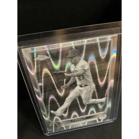 Mike Trout 2022 Topps Chrome Sonic Black White Ray Wave SP Refractor Angels #200