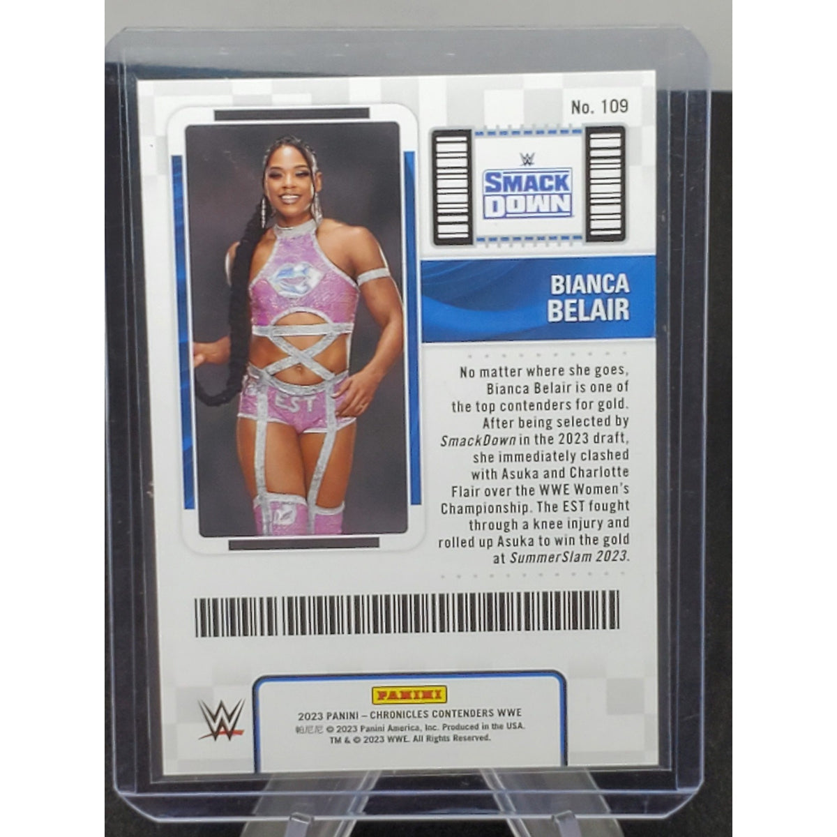 2023 Chronicles WWE Bianca Belair Contenders Season Ticket #109 Red /199