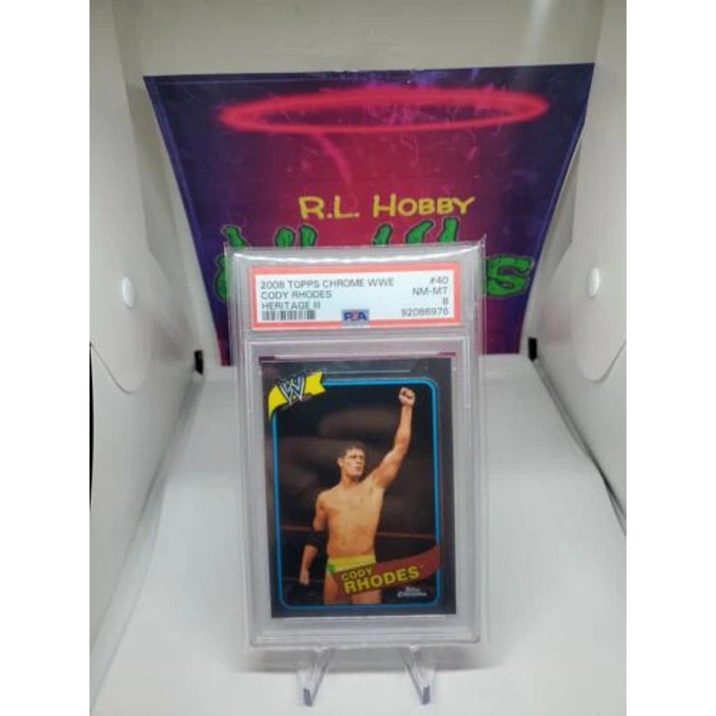 2008 WWE topps heritage cody Rhodes chrome rookie rc card psa 8