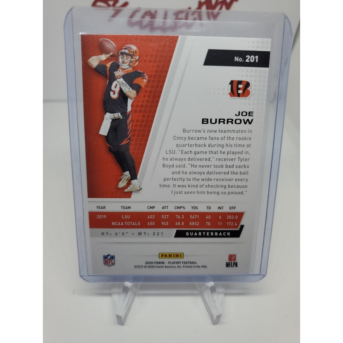 Joe Burrow Cincinnati Bengals 2020 Panini Playoff Rookie Football Card