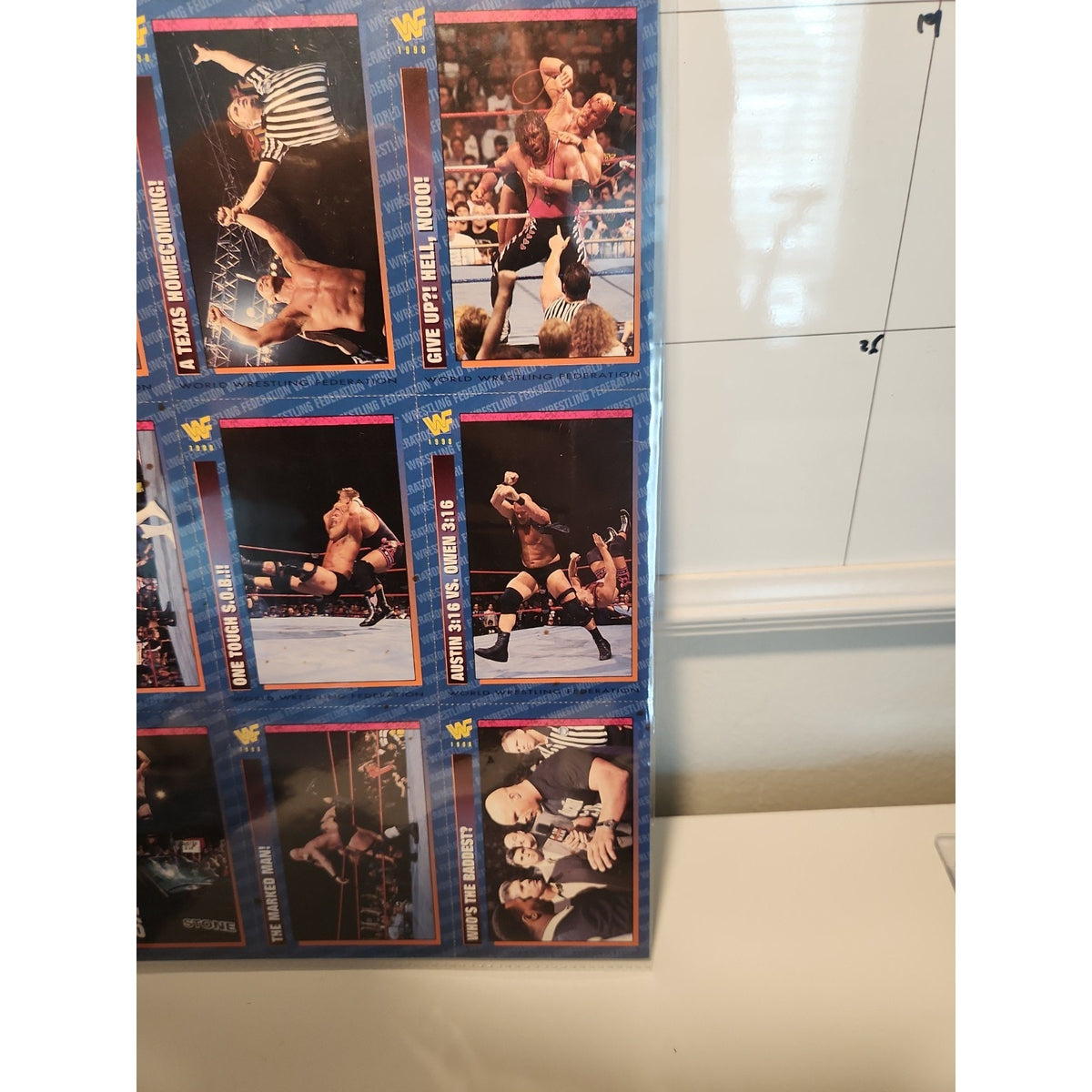 WWF Magazine Cards Uncut Austin Sheet 1998 #184-192 Austin Bret Owen King Tyson