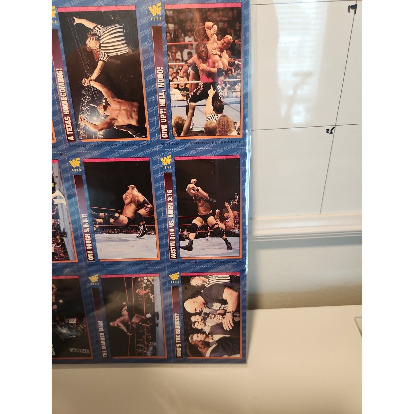 WWF Magazine Cards Uncut Austin Sheet 1998 #184-192 Austin Bret Owen King Tyson