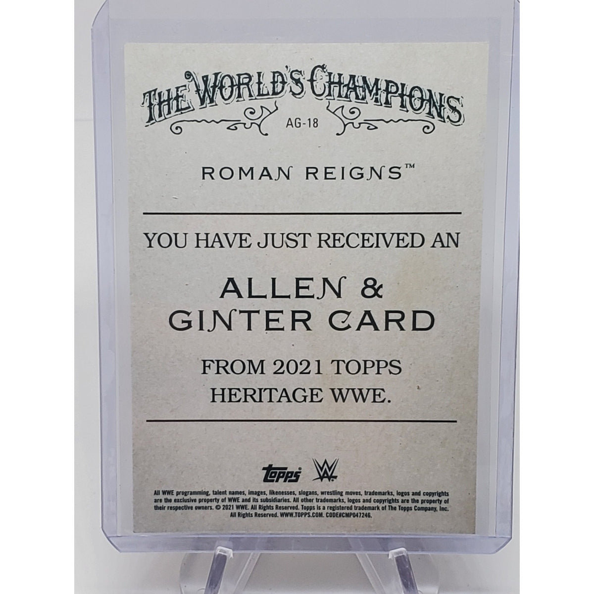 2021 Topps WWE Heritage Wrestling Allen & Ginter #AG-18 Roman Reigns Quantity