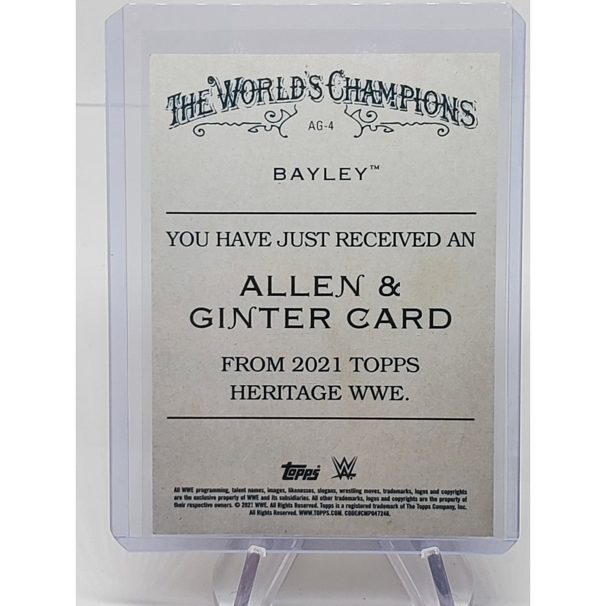 2021 WWE Topps Heritage Wrestling Allen & Ginter #4 - Bayley