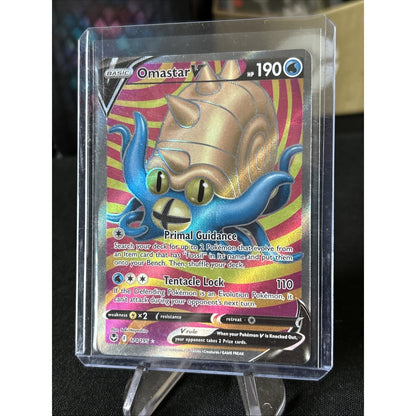 Pokemon Omastar V (Full Art) 174/195 Sword & Shield - Silver Tempest Holo / New