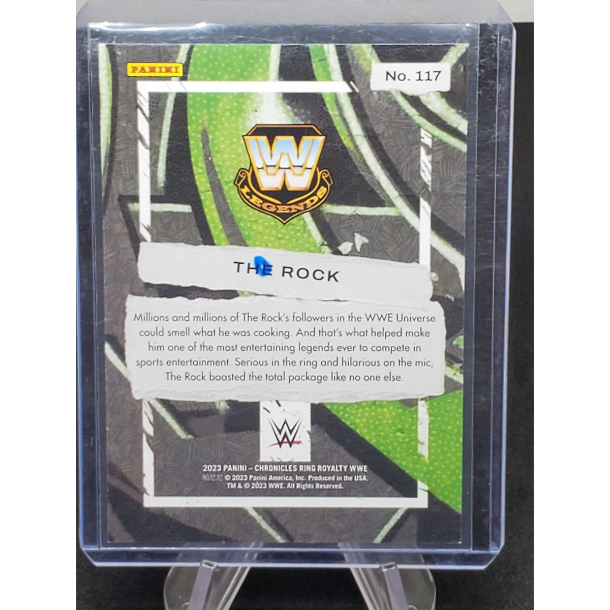 THE ROCK 2023 PANINI RING ROYALTY BLUE #117 SP WWE #43/99 MINT