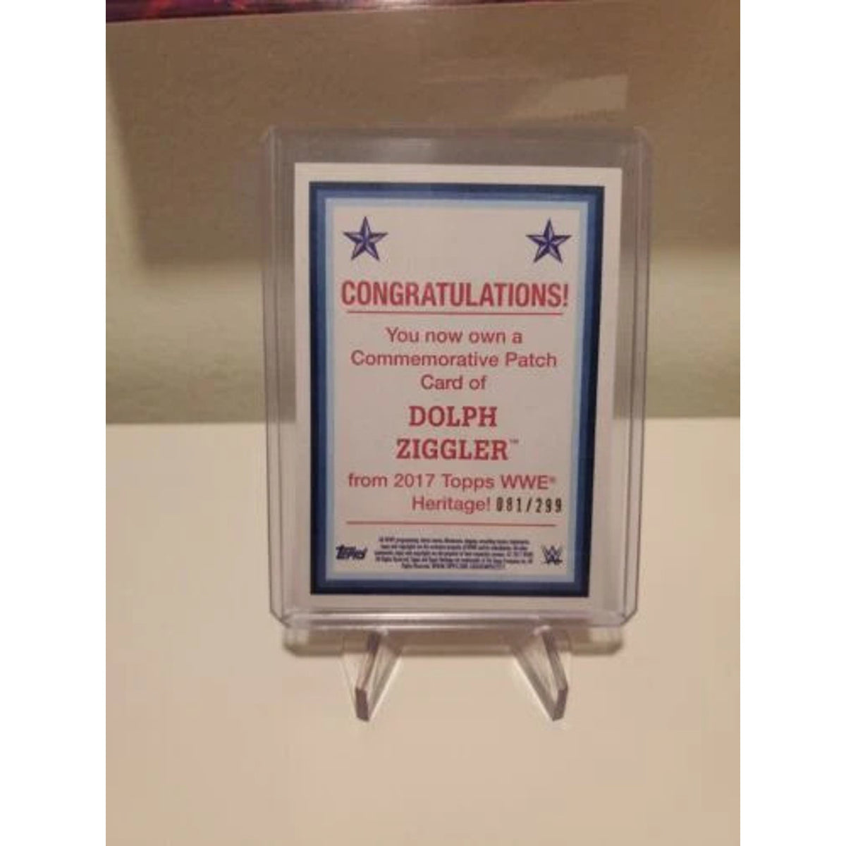 Patch Commemorative Patch SP #/299 2017 Topps Heritage WWE Dolph Ziggler