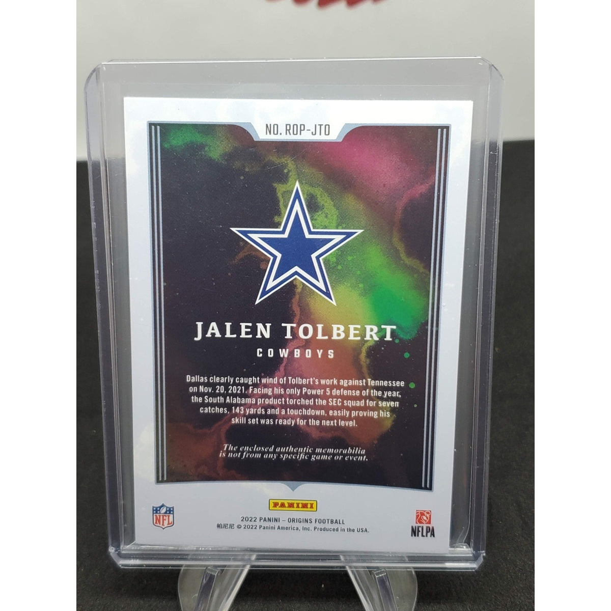 Jalen Tolbert Cowboys 2022 Panini Origins RC Dual Color Patch #/75 Rookie