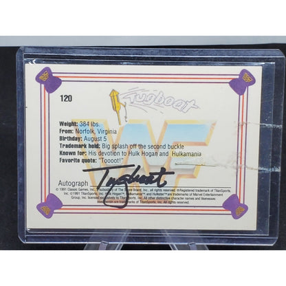 1991 Classic WWF Superstars #120 Tugboat Autograph