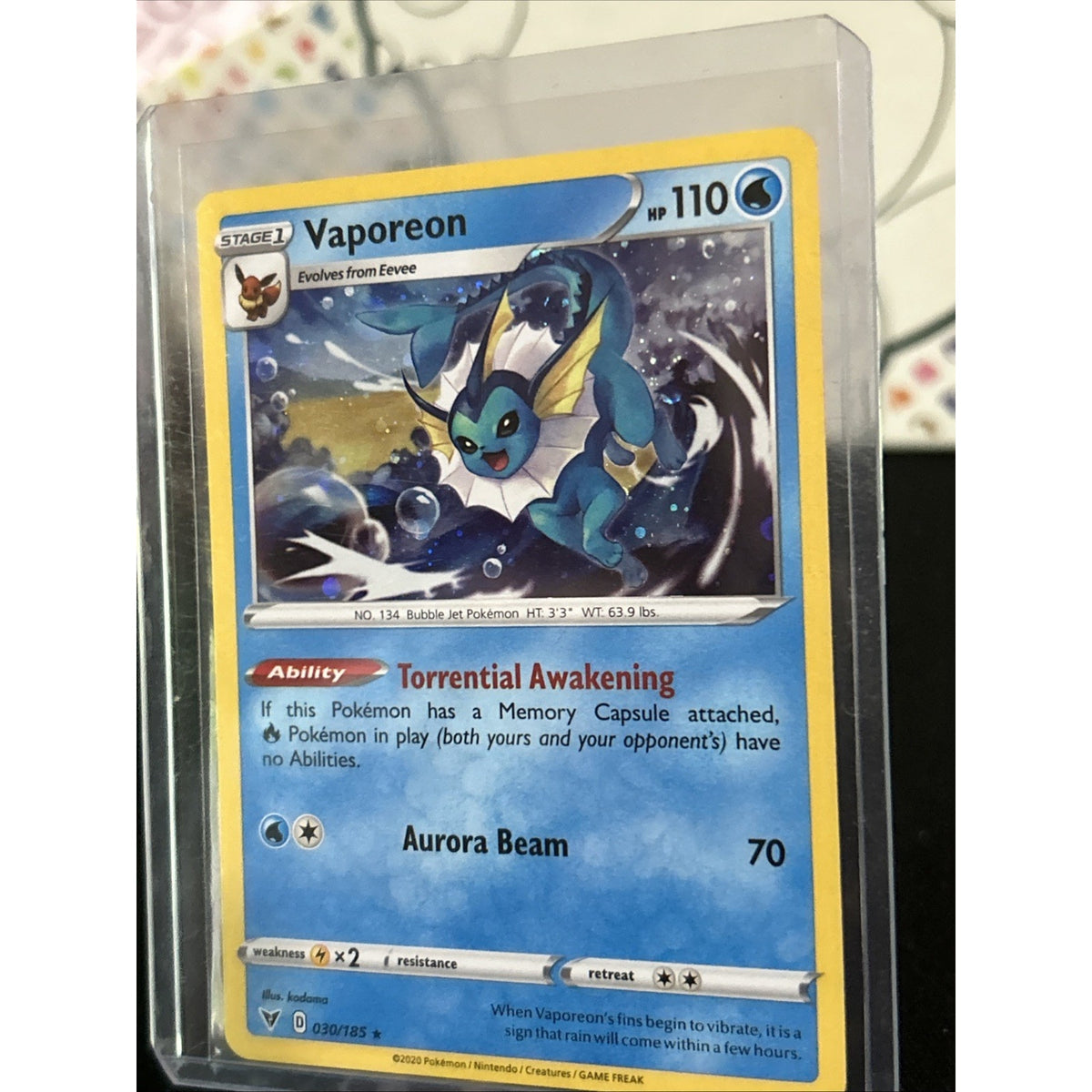 Vaporeon 030/185 Vivid Voltage COSMO Holo Promo Eevee Collection 2021 - Pack New