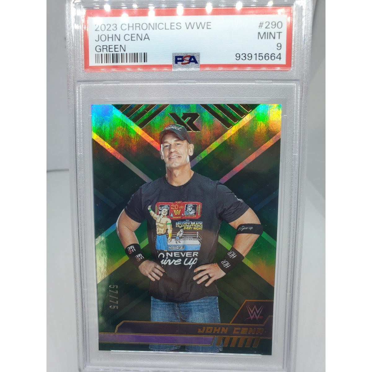 2023 PANINI CHRONICLES WWE JOHN CENA XR Green # /75 PSA 9 POP 1 YOU CANT SEE IT