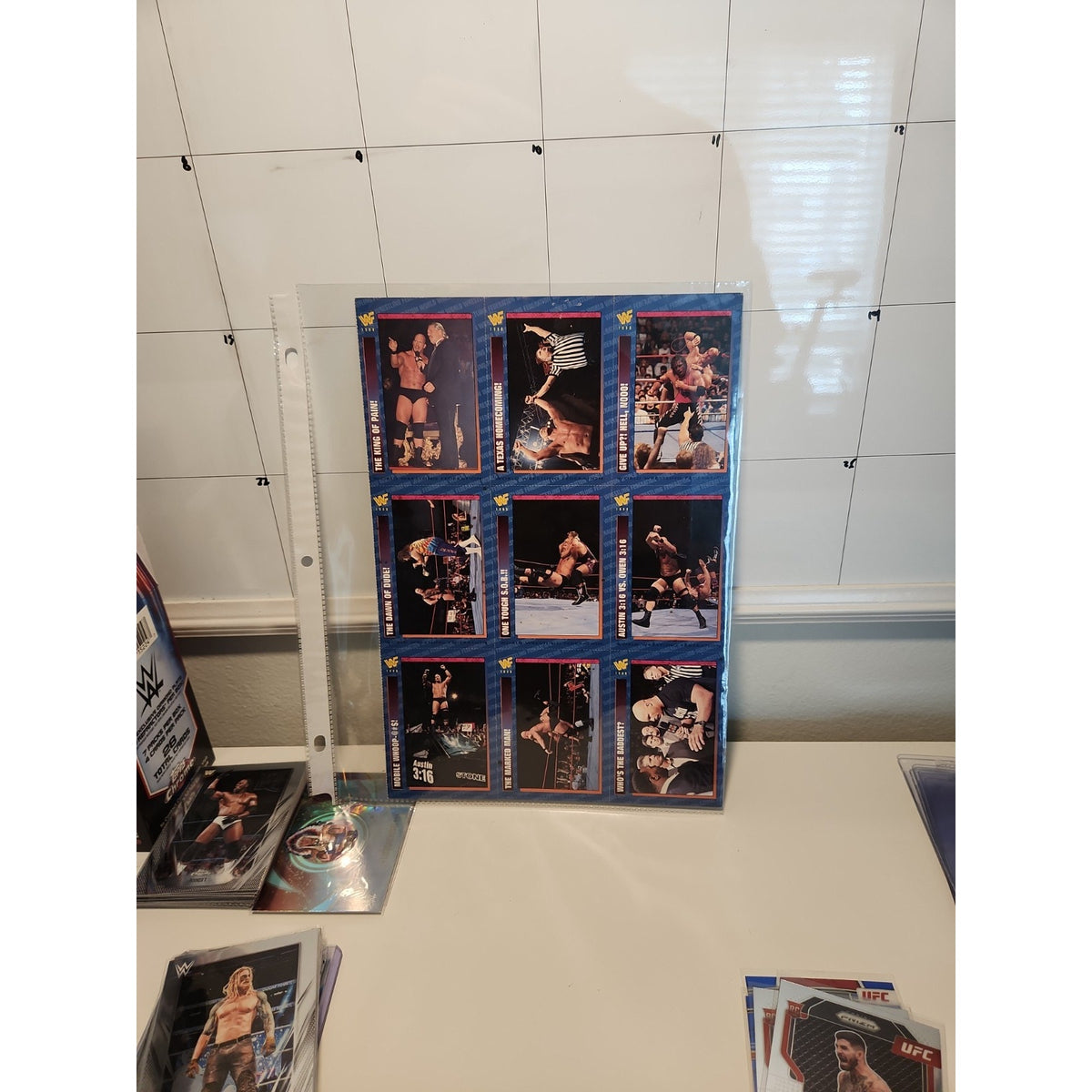 WWF Magazine Cards Uncut Austin Sheet 1998 #184-192 Austin Bret Owen King Tyson