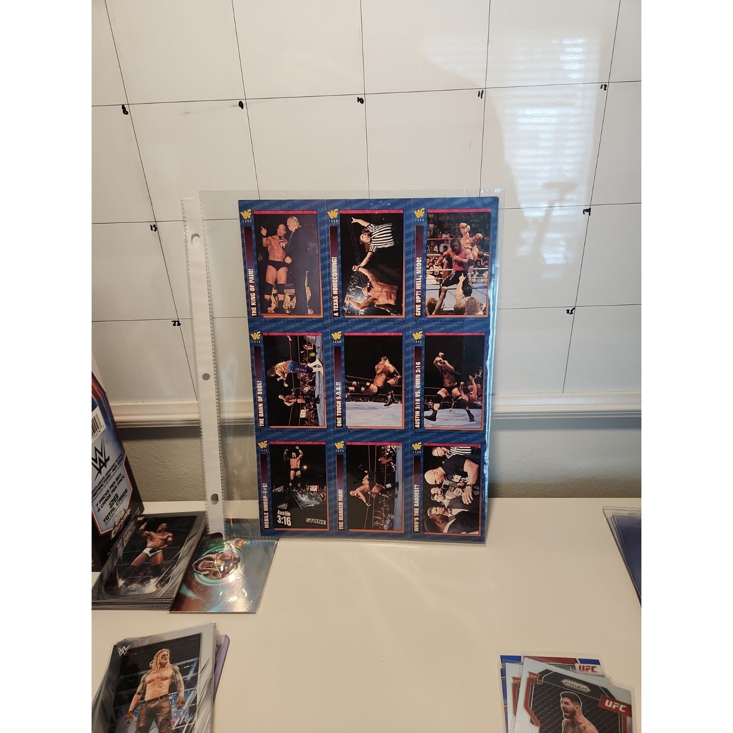 WWF Magazine Cards Uncut Austin Sheet 1998 #184-192 Austin Bret Owen King Tyson