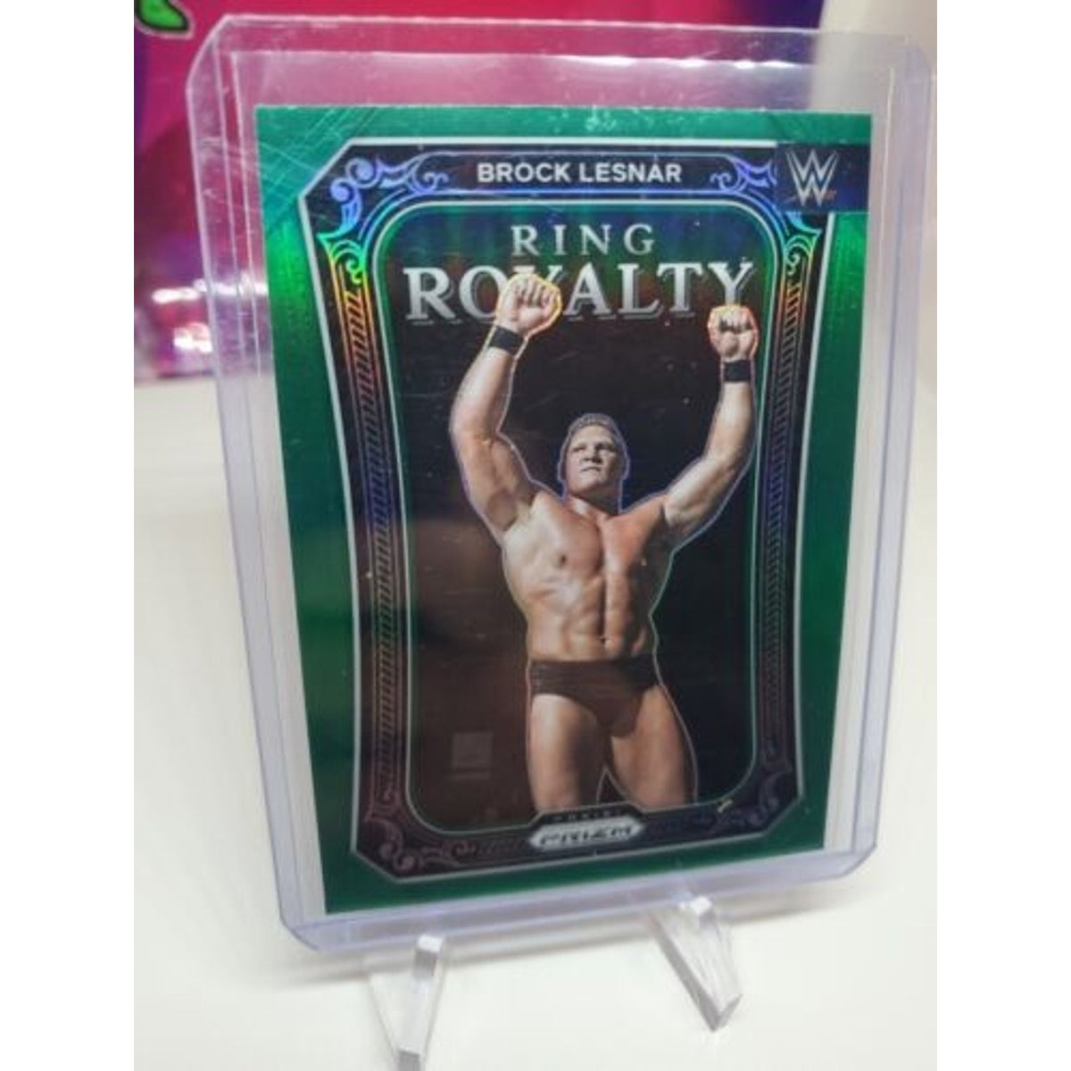 2023 Panini Prizm WWE Brock Lesnar Ring Royalty Green Prizm Card #14 SP
