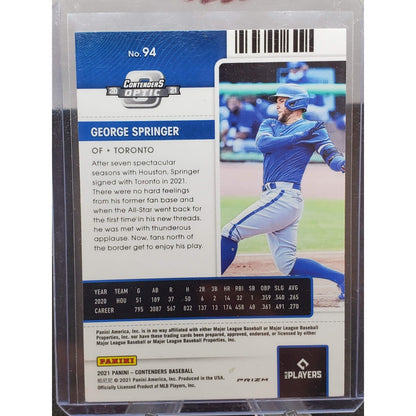 George Springer 2021 Panini Contenders Optic Silver Prizm #94 Toronto Blue Jays