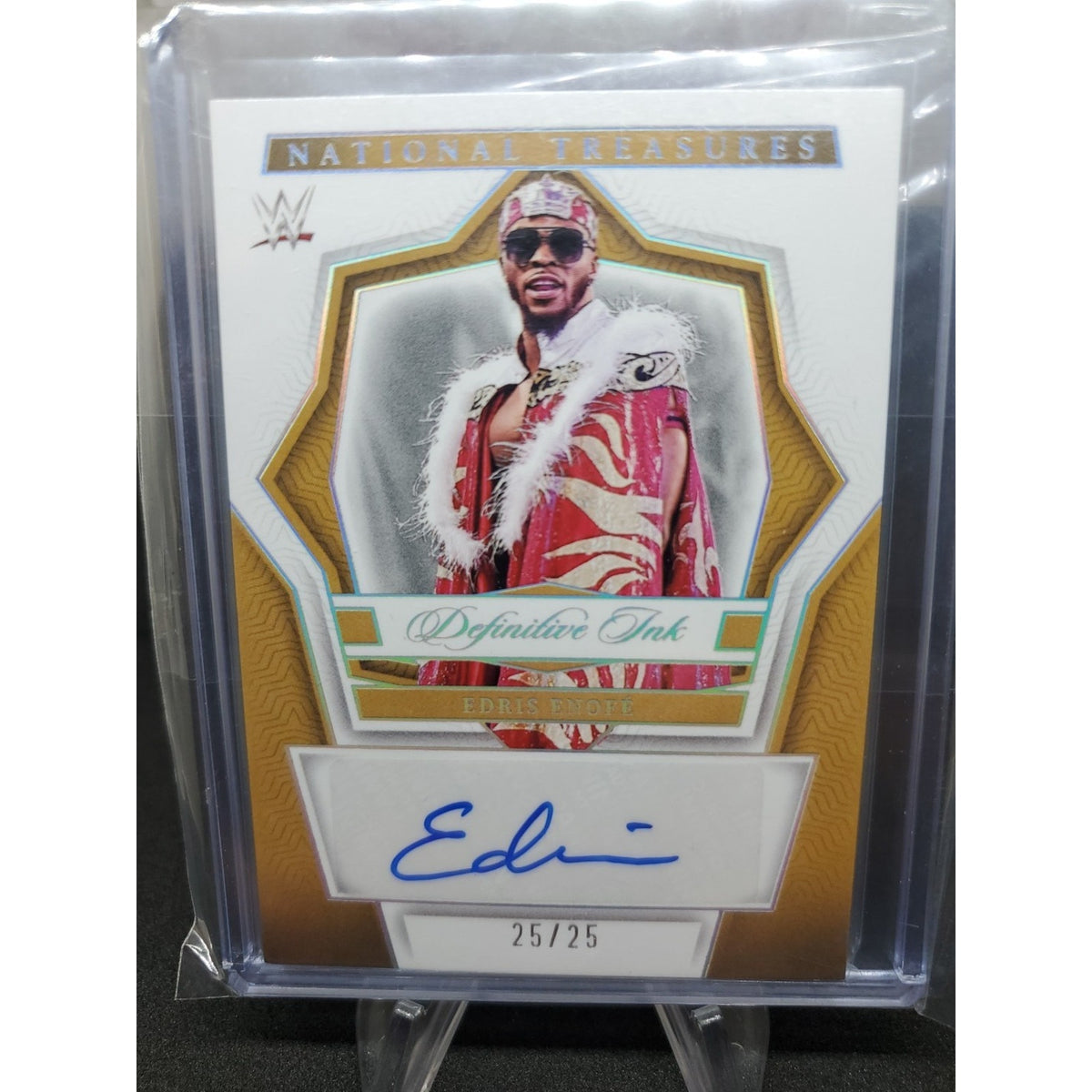 2024 Panini National Treasures WWE - Definitive Ink Edris Enofe #DK-EEF Holo...
