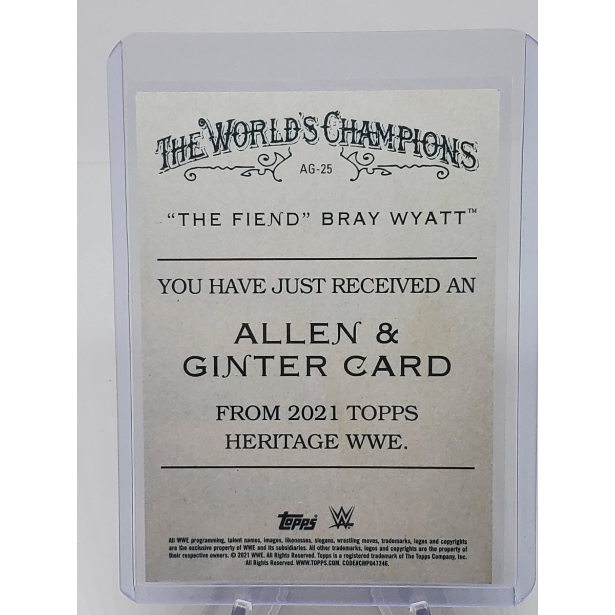 2021 Topps Heritage WWE #AG-25 "The Fiend" Bray Wyatt Allen & Ginter