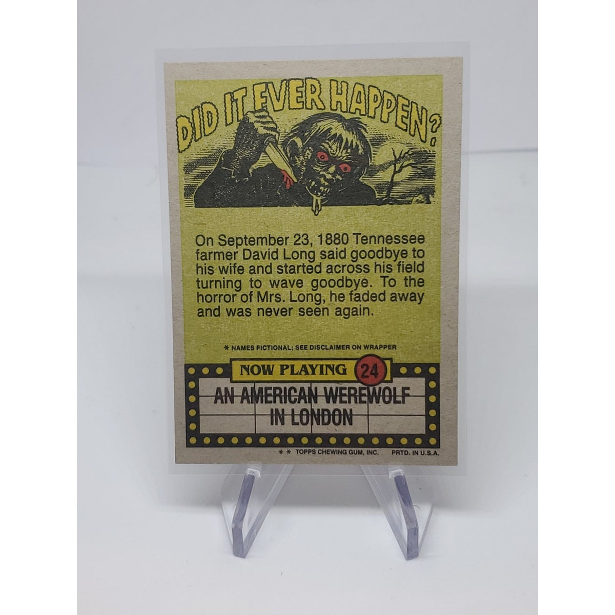 1988 Topps Fright Flicks #24 Well I'll Be a Monkey's Uncle Werewolf London