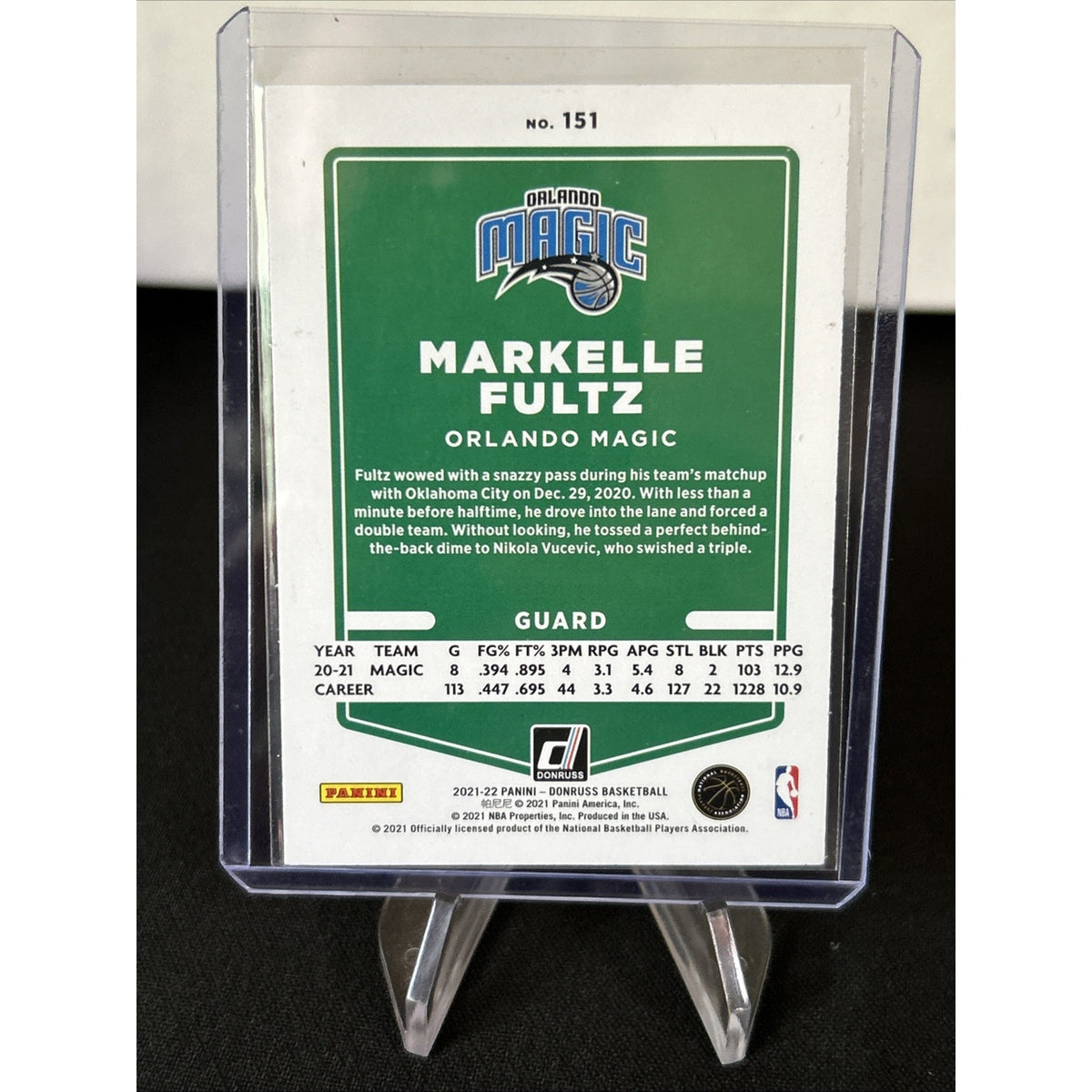 2021-22 Donruss Holo Green and Yellow Laser #151 Markelle Fultz Orlando Magic