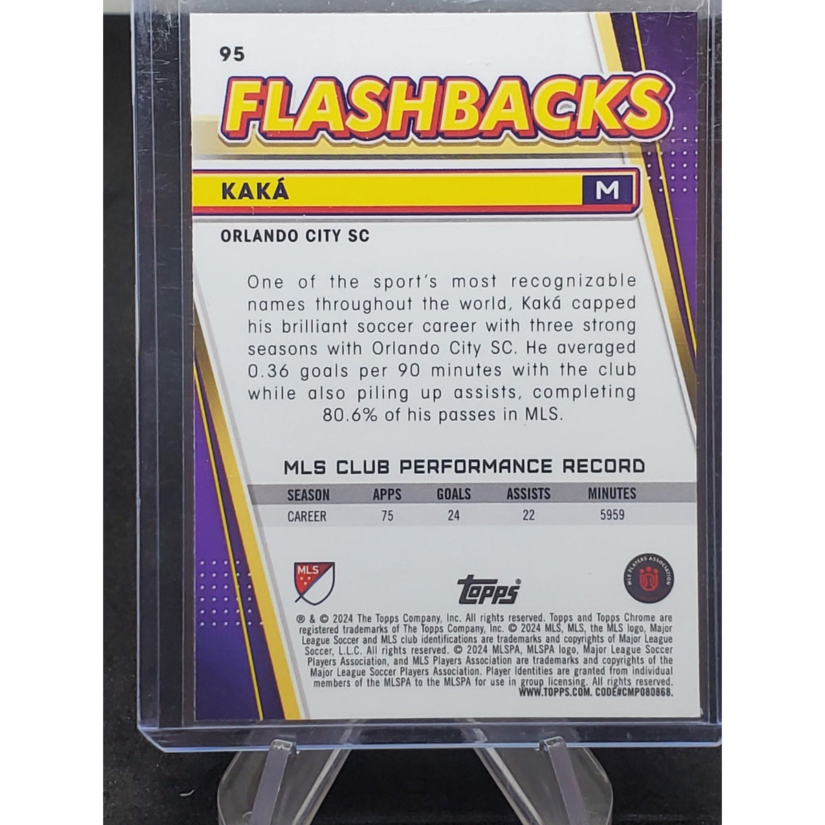 2024 Topps Chrome Mls Sapphire Edition - MLS Flashbacks Kaka #95