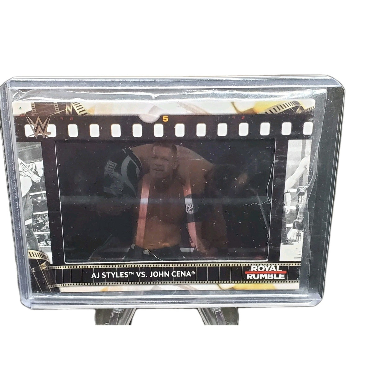 AJ STYLES VS JOHN CENA FILM CEL STRIP RELIC #FS-AJ 2021 TOPPS WWE ROYAL RUMBLE