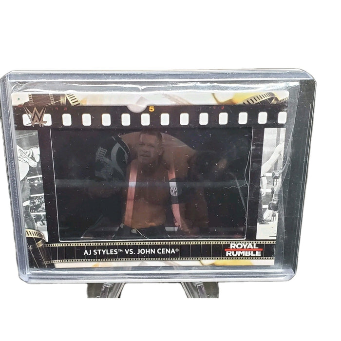 AJ STYLES VS JOHN CENA FILM CEL STRIP RELIC #FS-AJ 2021 TOPPS WWE ROYAL RUMBLE