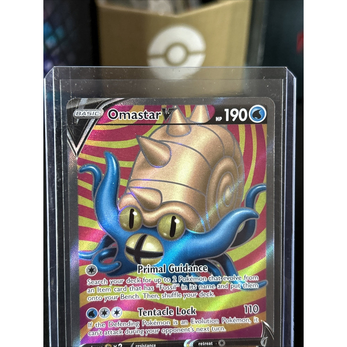 Pokemon Omastar V (Full Art) 174/195 Sword & Shield - Silver Tempest Holo / New