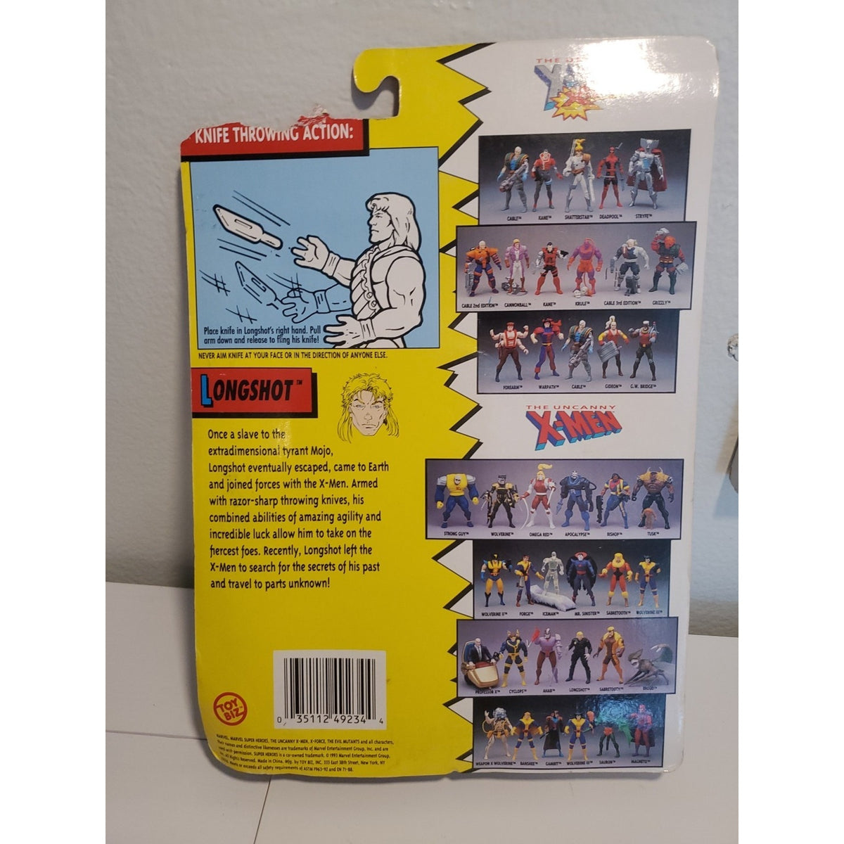 Toybiz Marvel's Uncanny X-Men Vintage Longshot 1993 5" Action Figure Knife Throw