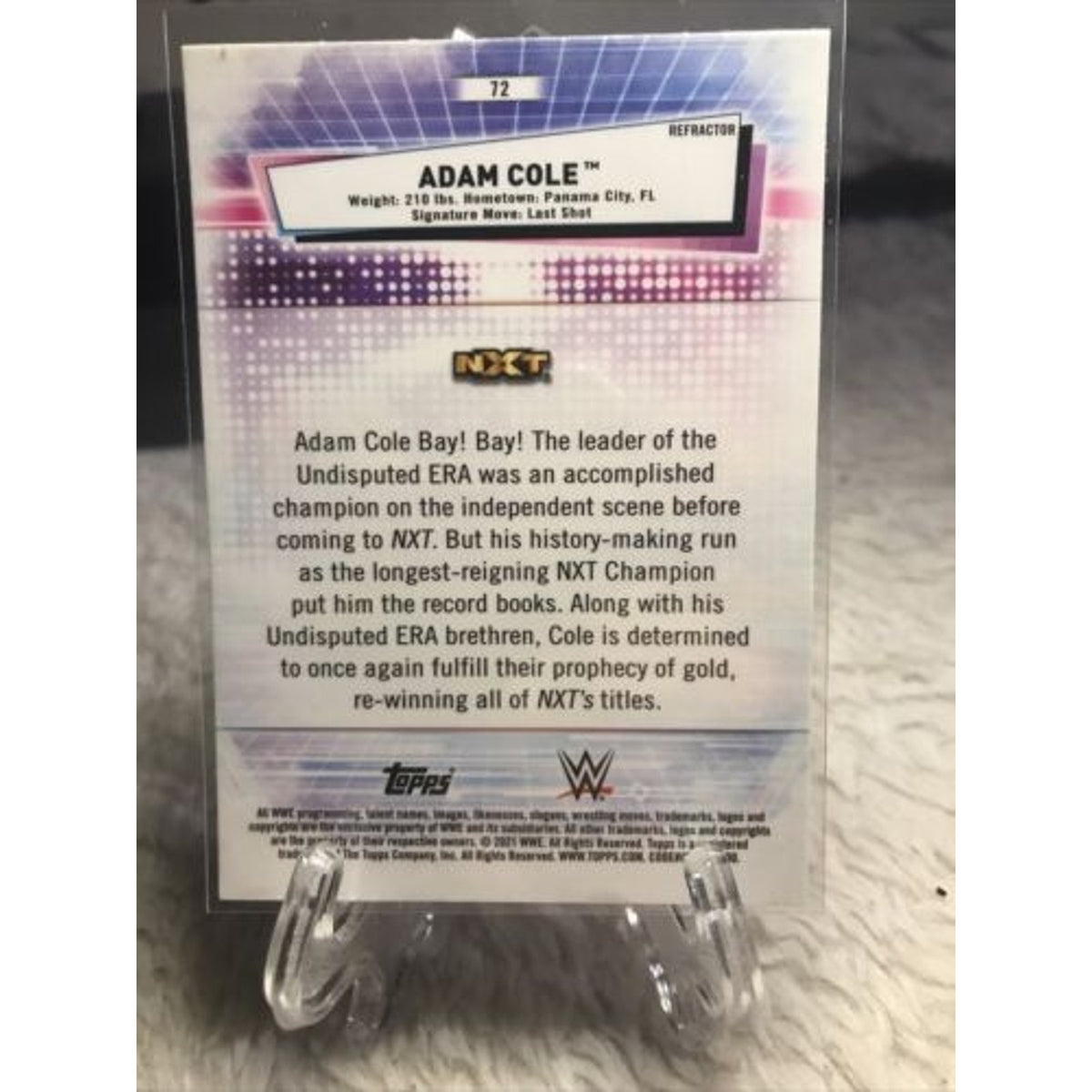 Refractor Parallel 2021 Topps Chrome WWE Adam Cole #72 Pack Fresh New Aew Card