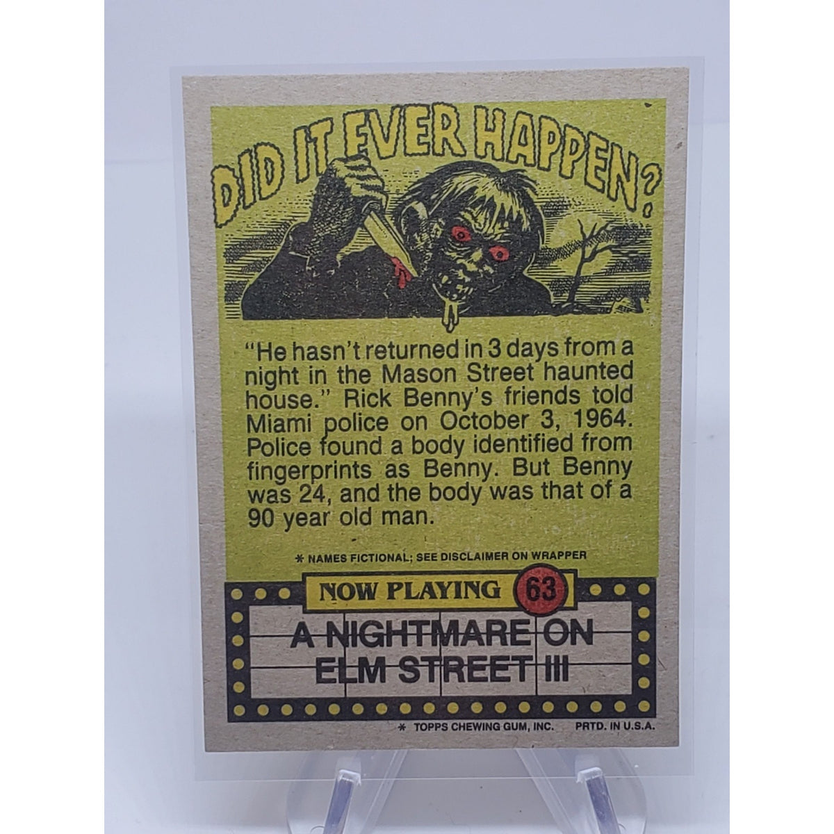 1988 A NIGHTMARE ON ELM STREET III #63 CAN YOU SPARE A DIME FOR A BITE?