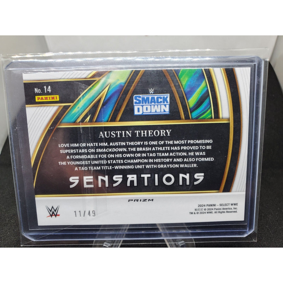 2024 WWE Panini Select Sensations Blue Prizm /49 #14 Austin Theory Pack Fresh