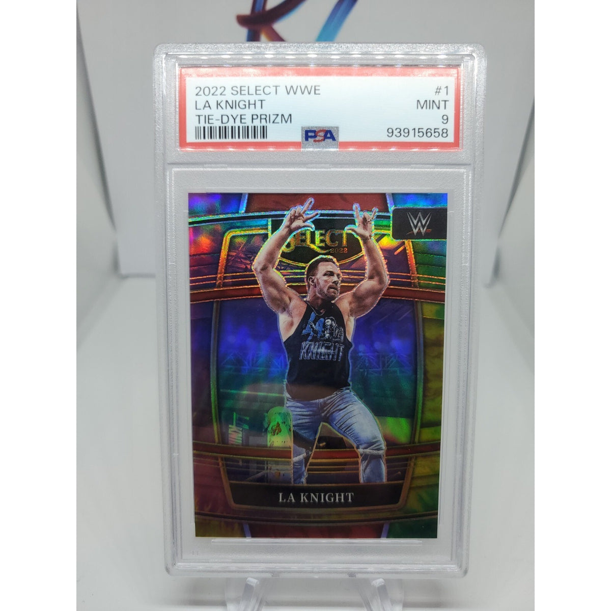 2022 Select WWE Prizms Tie-Dye #1 LA Knight #/25 SP PSA 9 POP 1