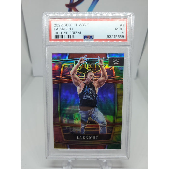 2022 Select WWE Prizms Tie-Dye #1 LA Knight #/25 SP PSA 9 POP 1
