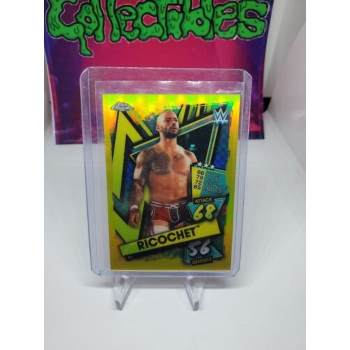 2021 WWE Topps Chrome Slam Attax Yellow /99 Ricochet / Pack Fresh New