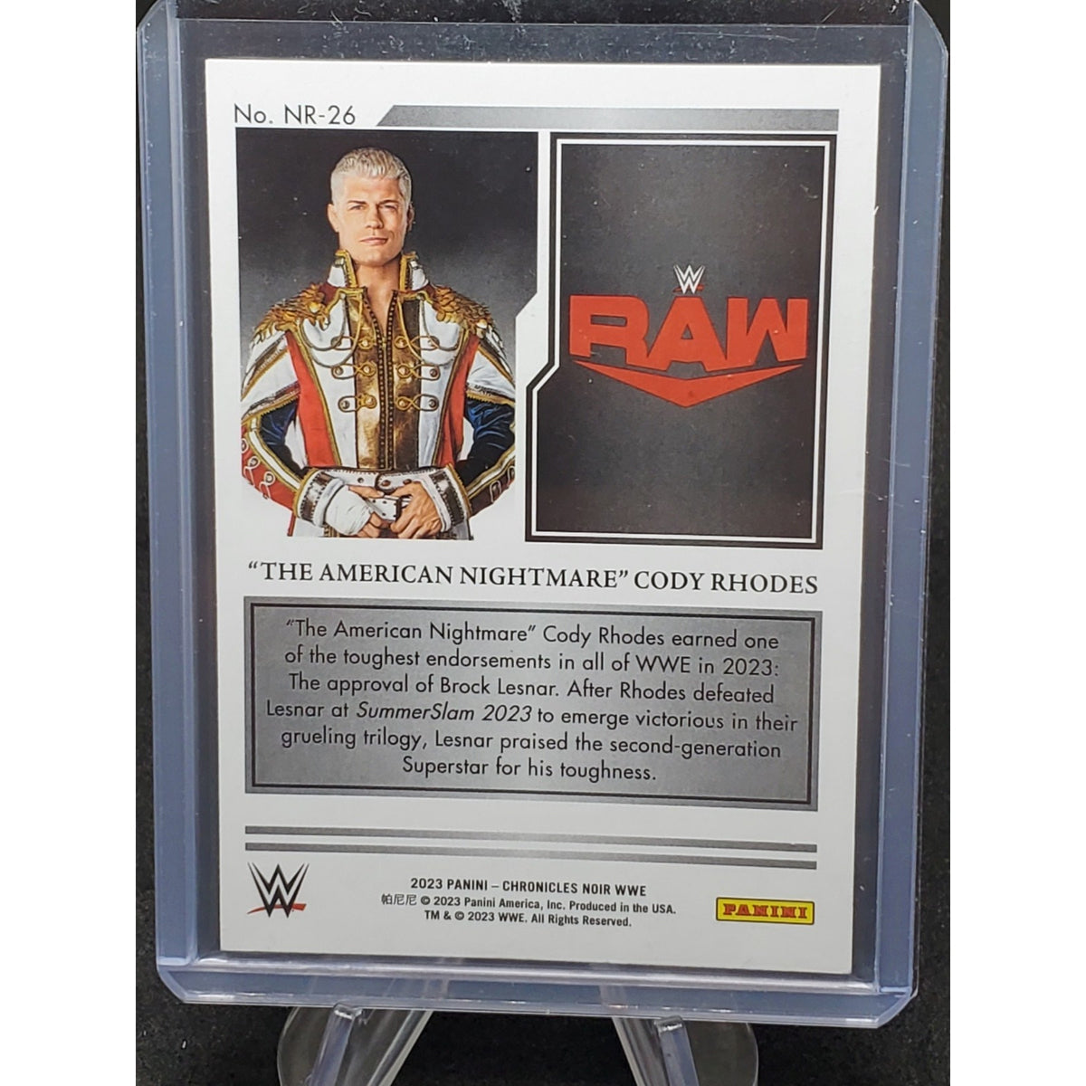 2023 Chronicles WWE Cody Rhodes Noir Base /99 Champion “ The American Nightmare”