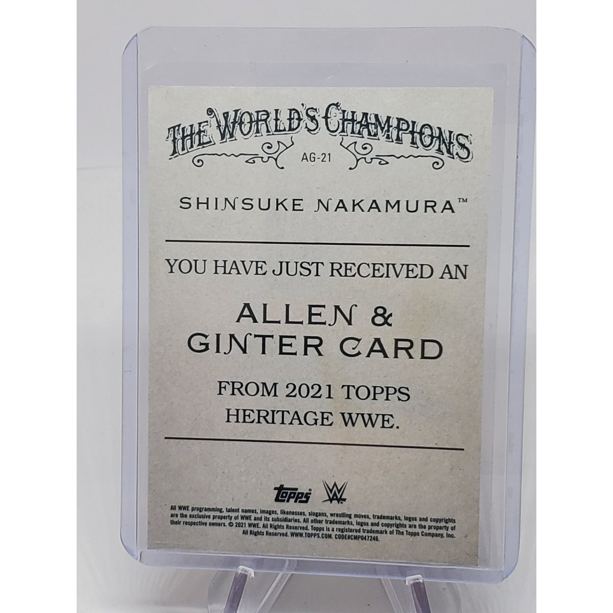 Shinsuke Nakamura #AG-21 WWE Topps Heritage Allen & Ginter Wrestling Card.