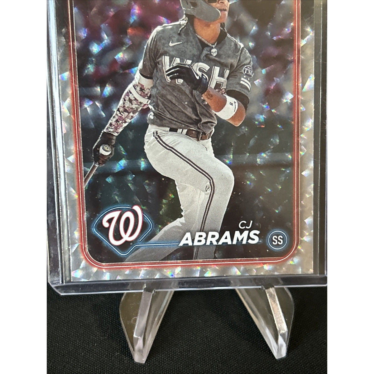 2024 Topps Series 1 #37 CJ Abrams Silver Crackle Foil Parallel / Pack Fresh New