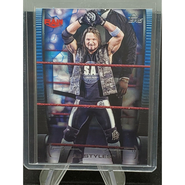2021 Topps WWE Undisputed AJ Styles Blue Parallel Base Card 12/25 SP